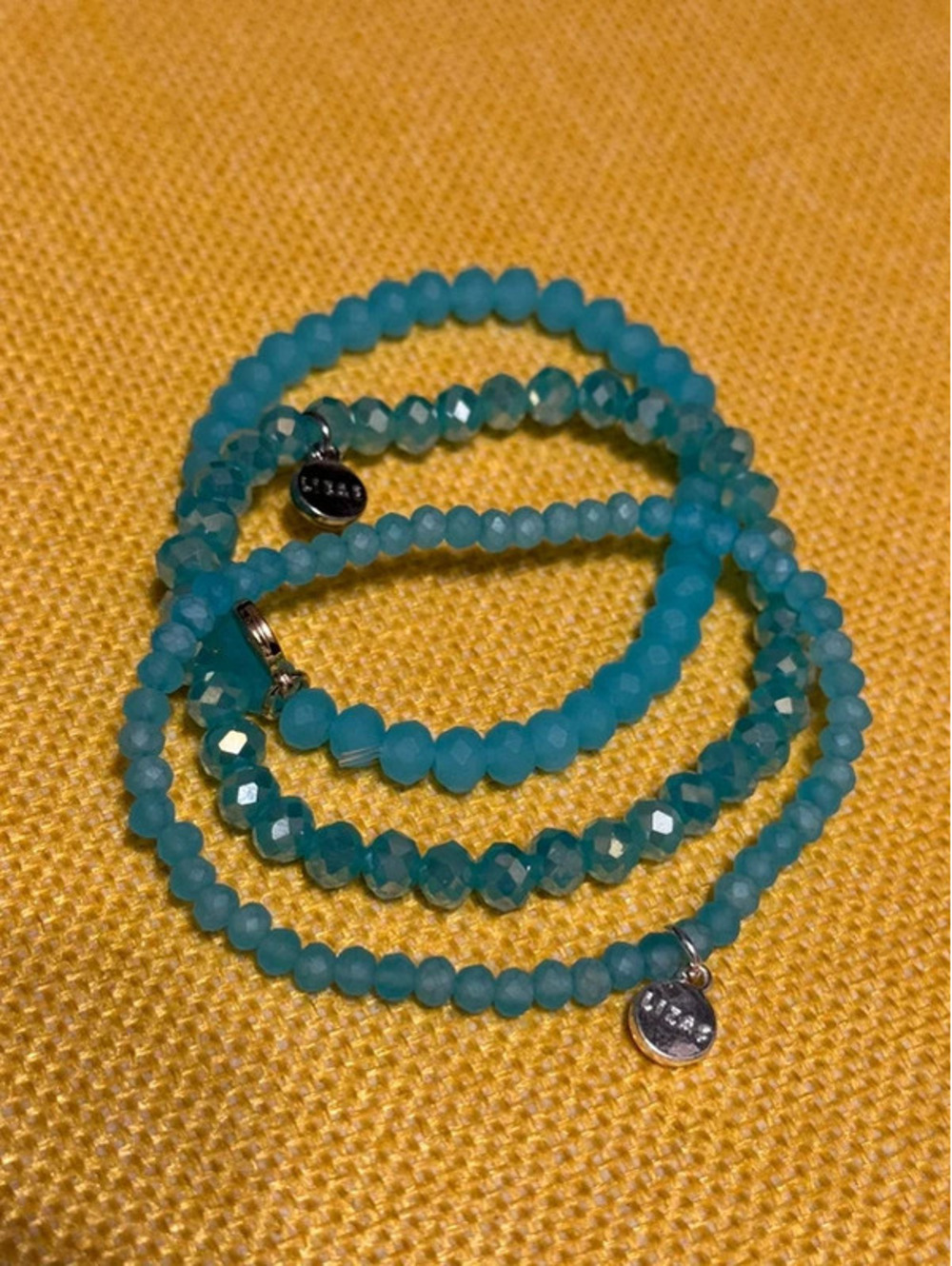 LIZAS Blue Beaded Stackable Glass Bracelet Set of 3